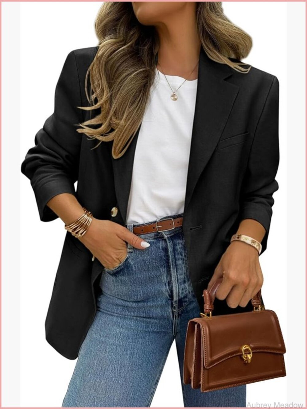 Women's Business Casual Open Front Blazer Long Sleeve with Pockets Fitted Work
